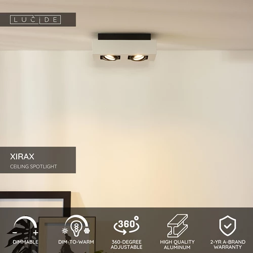 Lucide XIRAX - Ceiling spotlight - LED Dim to warm - GU10 - 2x5W 2200K/3000K - White - USP